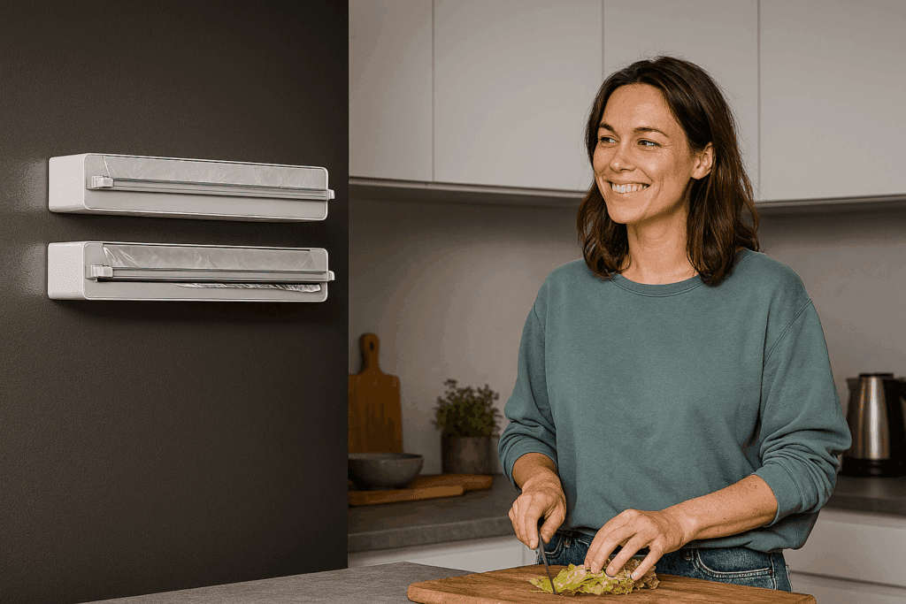 luxe rollenhouder wit_grijs met vrouw dubbel
