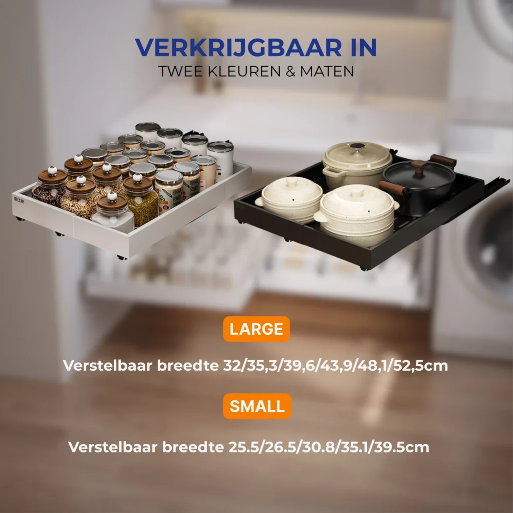 Uitschuifbare schuiflade L DKE maten